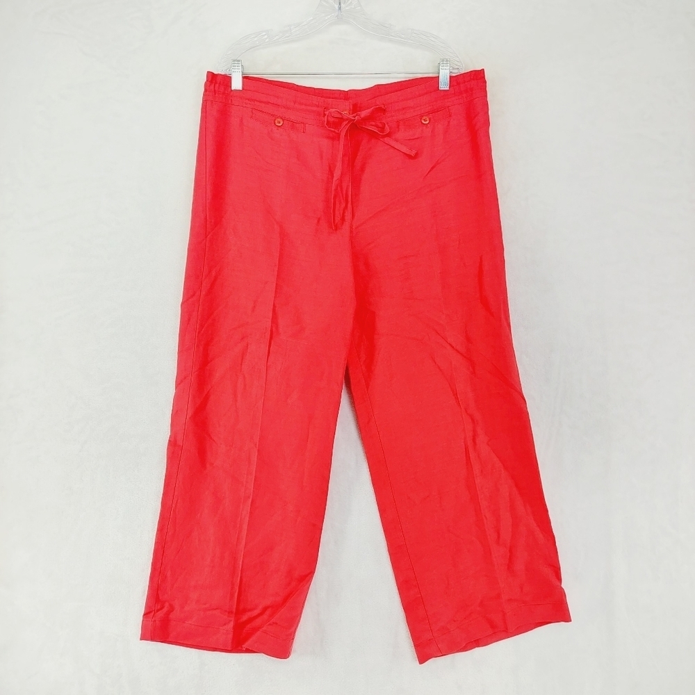 Ashley Stewart Red High Rise Wide Leg Cropped Pants  2550